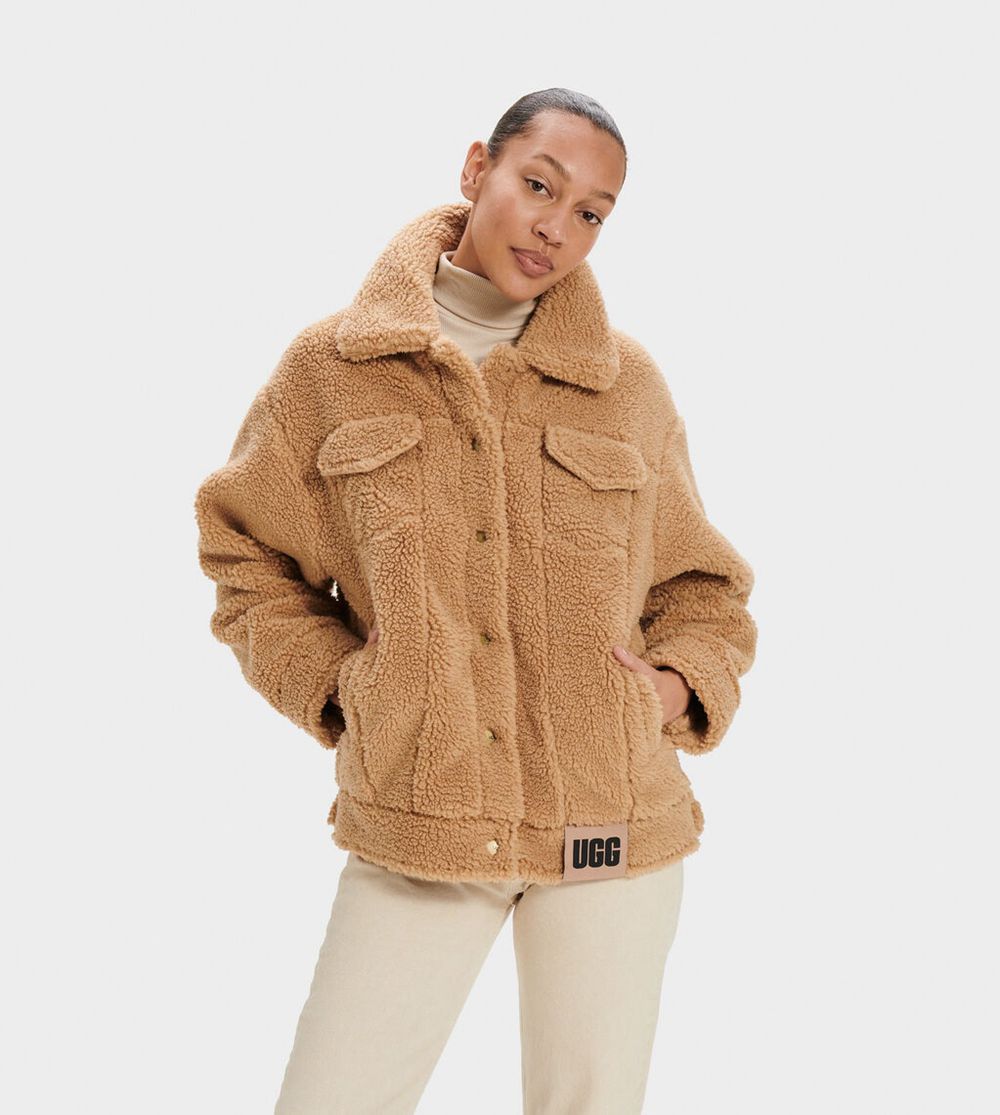 Ugg Jackets Canada - Ugg Women's Frankie Sherpa Trucker Khaki